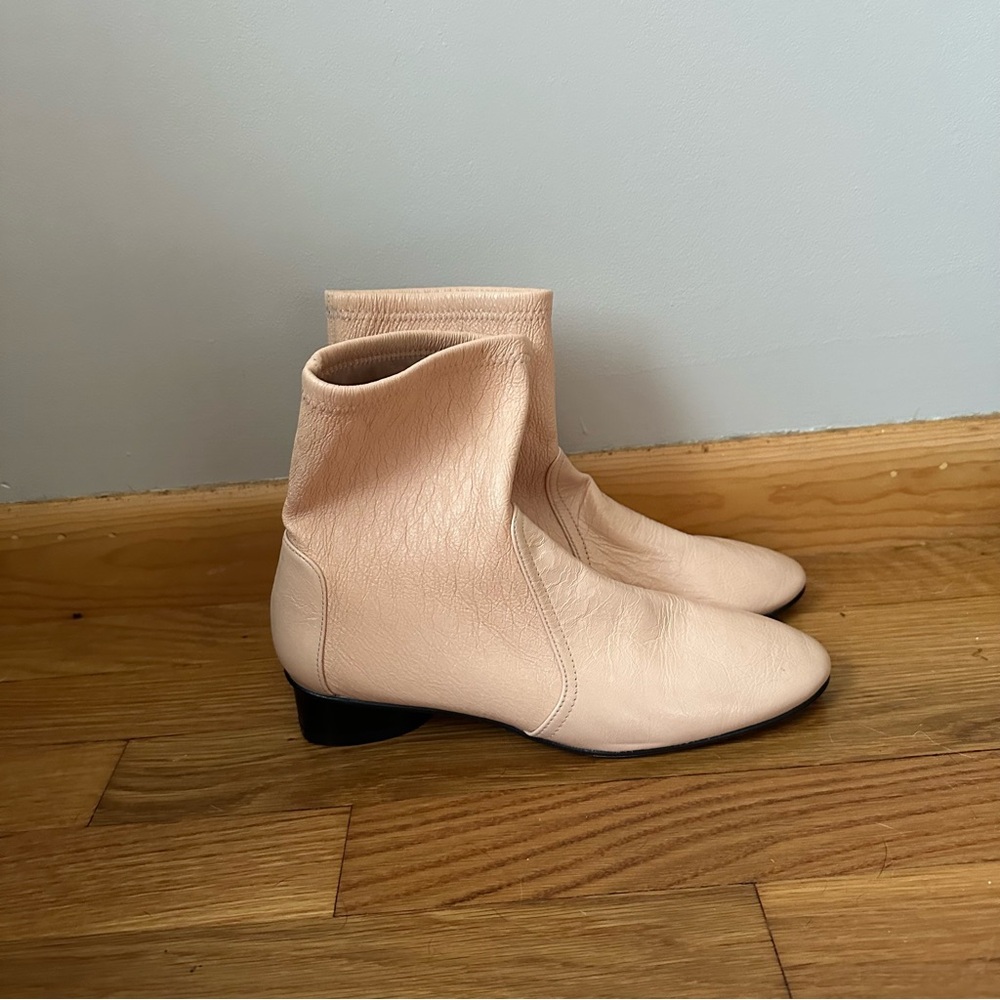 Stuart Weitzman Blush Patent Leather Ankle Boots, Size 7